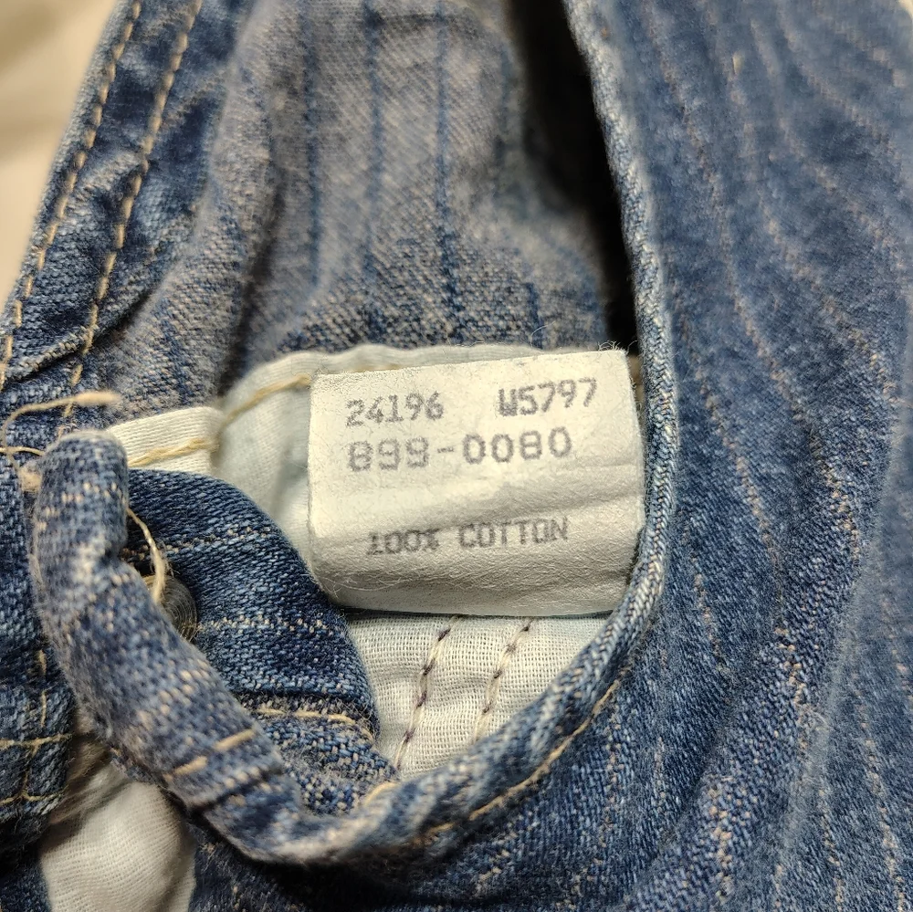 Vintage OshKosh BGosh Railroad Stripe Denim Overalls Vestbak Made in USA Toddler